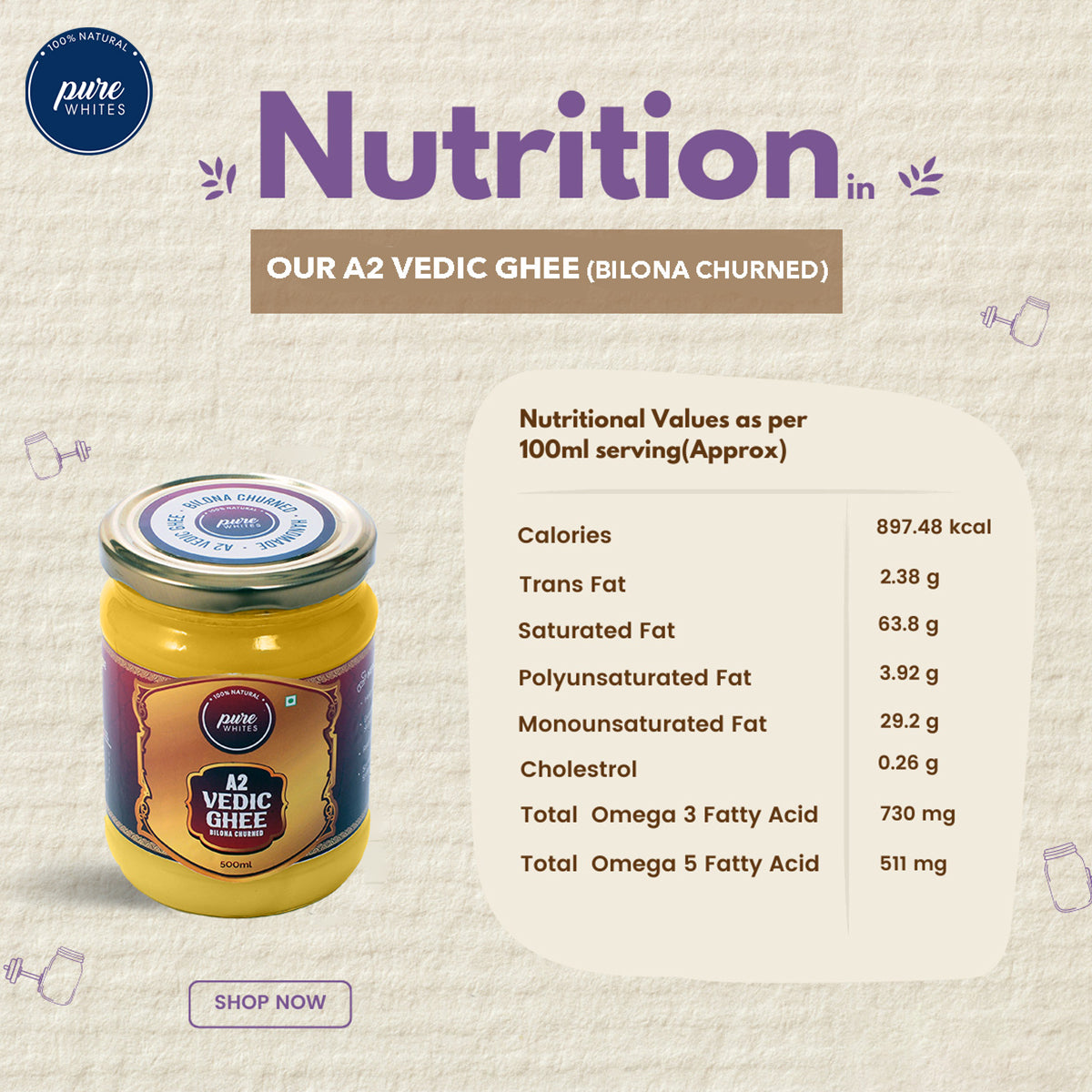 A2 Vedic Cow Ghee - Handmade, Lab Tested