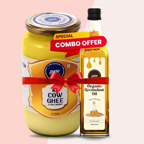 A2 Bilona Ghee (1000ml) + Groundnut Oil (1L)