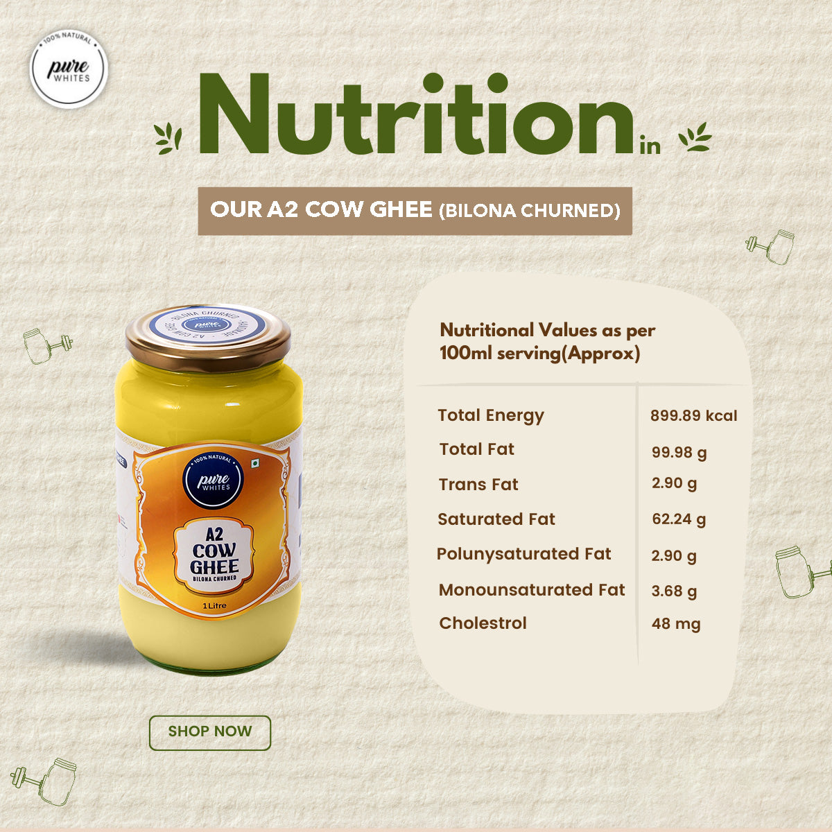 A2 Bilona Ghee (1000ml) + Groundnut Oil (1L)