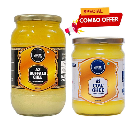 A2 Bilona Ghee (500ml) + A2 Buffalo Desi Ghee (1000ml)