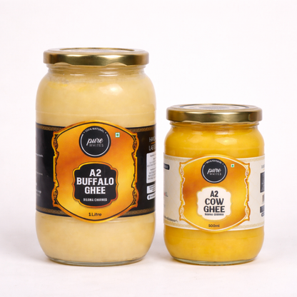 A2 Bilona Ghee (500ml) + A2 Buffalo Desi Ghee (1000ml)