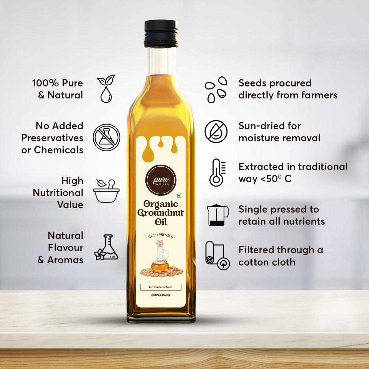 Cold Pressed Groundnut Oil (Certified Organic)