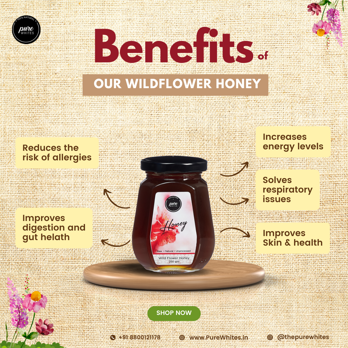 A2 Bilona Ghee (500ml) + Wildflower Honey (250g)